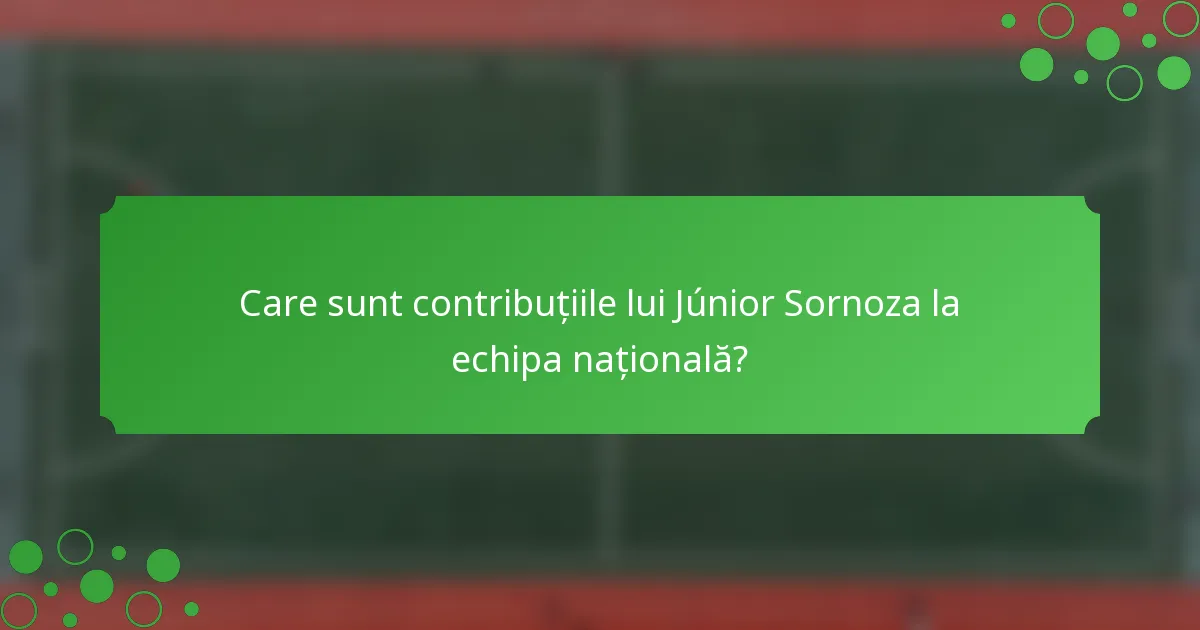 Care sunt contribuțiile lui Júnior Sornoza la echipa națională?