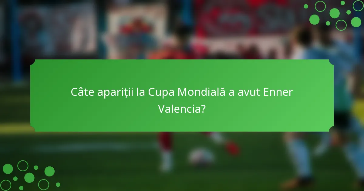 Câte apariții la Cupa Mondială a avut Enner Valencia?