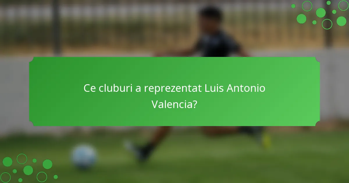 Ce cluburi a reprezentat Luis Antonio Valencia?
