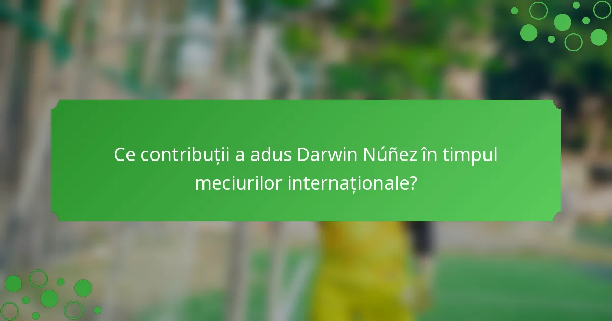 Ce contribuții a adus Darwin Núñez în timpul meciurilor internaționale?