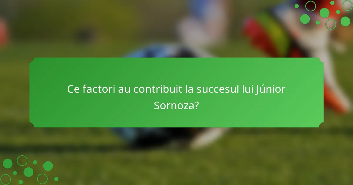 Ce factori au contribuit la succesul lui Júnior Sornoza?